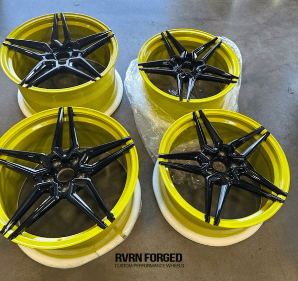 Yellow and Black Custom Forged 5 Star Corvette C8 Wheels-RVRN Wheels RV-MR02 Series