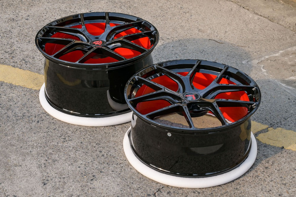 Red and black rims for 2014-2019 Corvette C7 Z51 Stingray-RVRN Custom Forged Monoblock Performance Wheels Series RV-MR05 