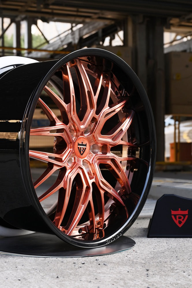 Corvette c7 z06 deep dish wheels, custom forged rose gold with black rims in 19x10/20x12 setup-RVRN custom forged 2-piece wheels series