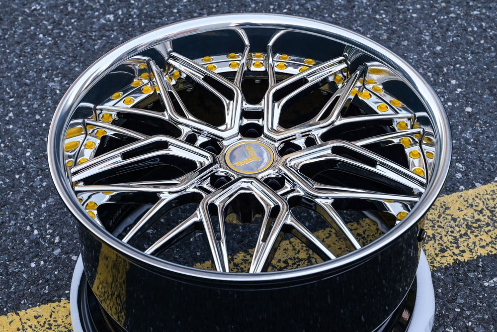 Chrome wheels for 2015-2019 Corvette C7 Z06 in 19x10/20x12 setup-RVRN custom forged 2-piece deep dish rims for your vette. RV-T081