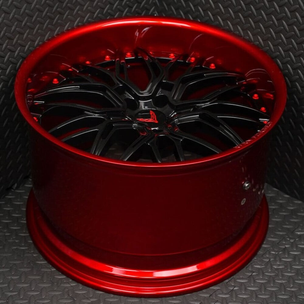 Corvette E-Ray custom wheels RV-T081 21x13 red mist spoke gloss black barrel