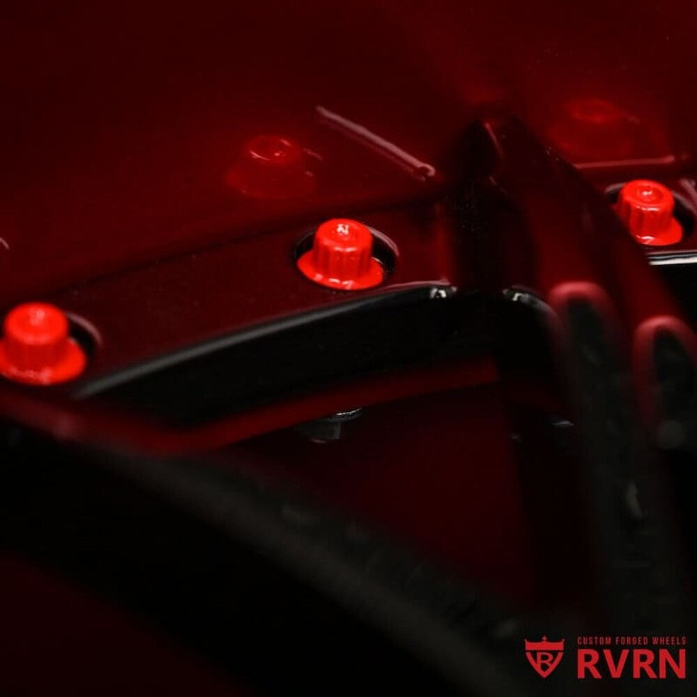 Gloss black barrel detail of RV-T081 custom forged Corvette wheels