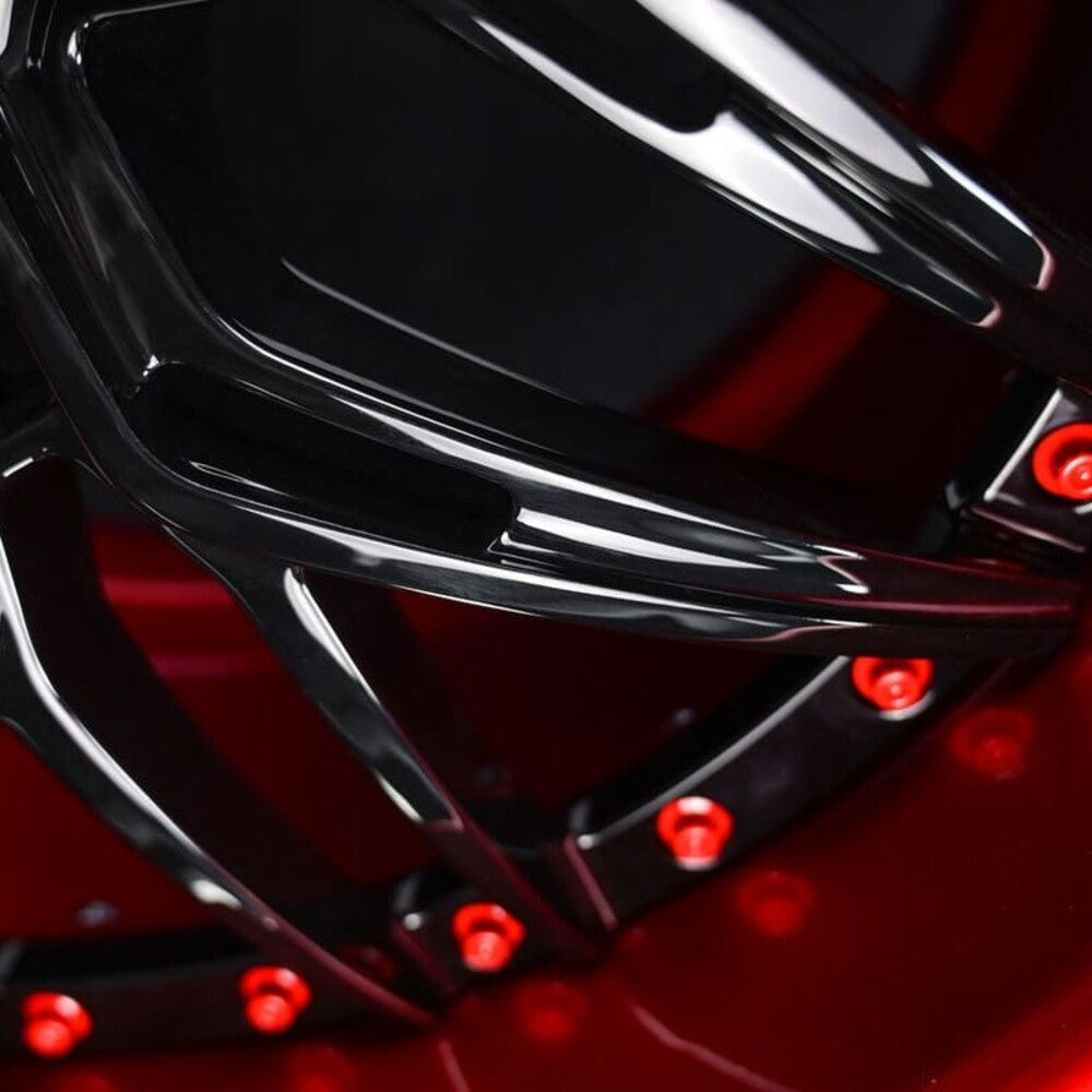 Red screw details on RV-T081 two-piece forged wheels for Corvette 