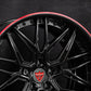 Rear deep dish wheels for Corvette Z06 with custom RVRN Red trim
