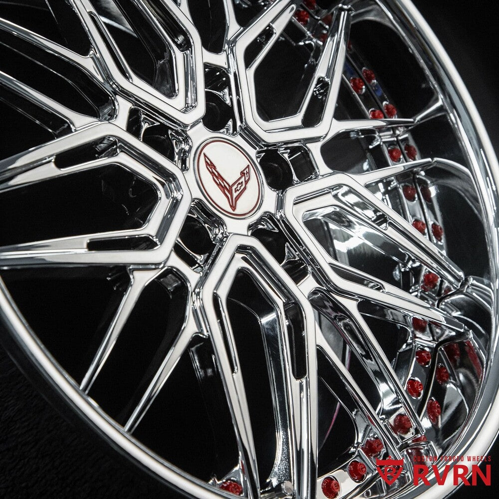 Deep concave profile of RVRN RV-T081 chrome forged wheel for Corvette C8 Stingray