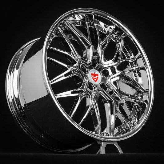 Chrome deep dish rims for your Corvette C1-C8 z51, z06 with OEM specs, RVRN Wheels-Custom forged 2-piece wheels series