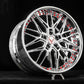 Custom red Corvette C8 center cap paired with chrome forged RV-T081 wheel-deep dish series