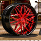 Corvette C8 Stingray with custom red and black RV-T081 forged front wheel 19x8.5
