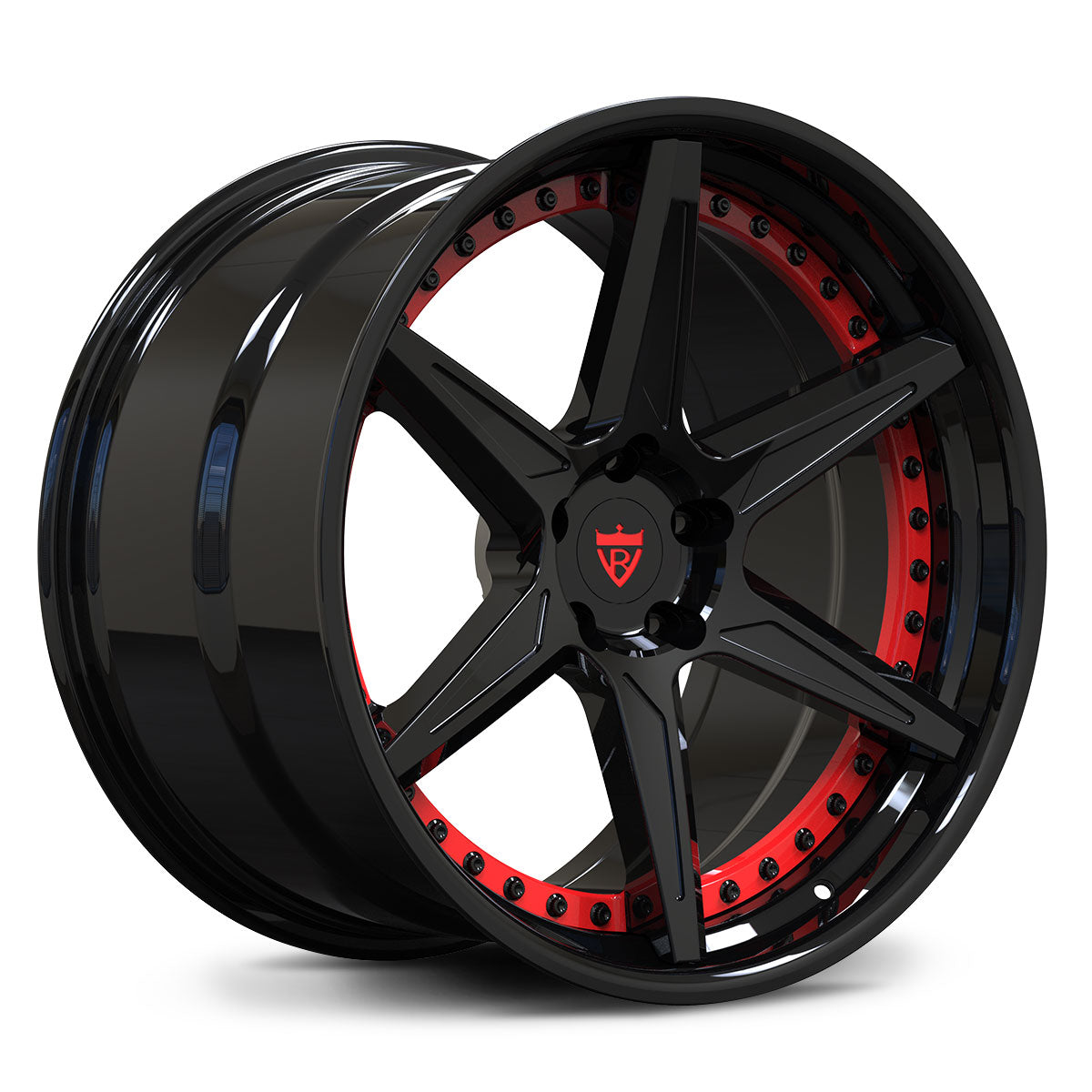 Corvette C8 Z06 Wheels in Red and Black Finish – RV-DC19 Deep Concave 6-Spoke Set