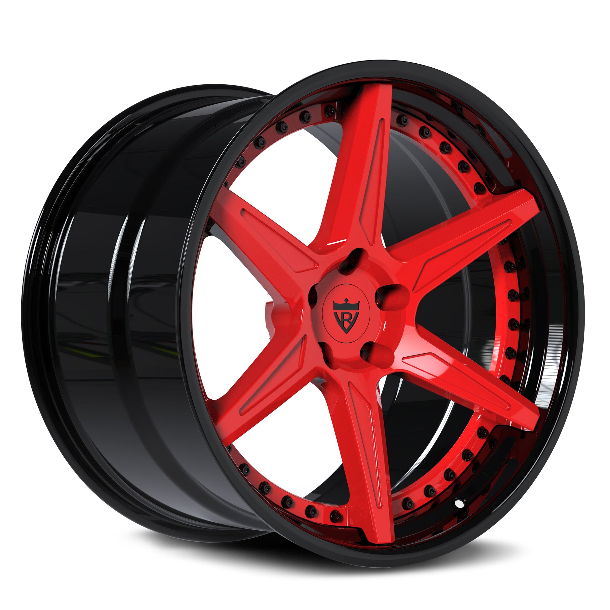 Red and Black Corvette C8 Z06 Wheels – RV-DC19 Concave 6 Spoke Forged Design