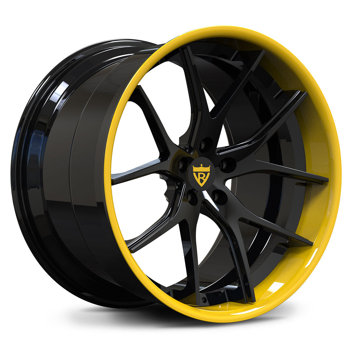 RV-DC24 | Custom Forged Corvette C8 Z06 / E-Ray Concave Wheels | 20x10, 21x13 Setup in Black and Yellow
