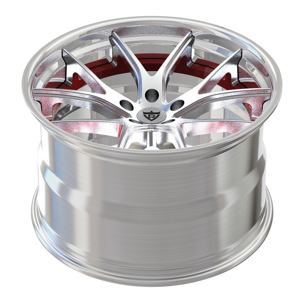 DC24 brushed aluminum forged wheels on C8 Z06, deep concave profile 20x10 front 21x13 rear – rear quarter view