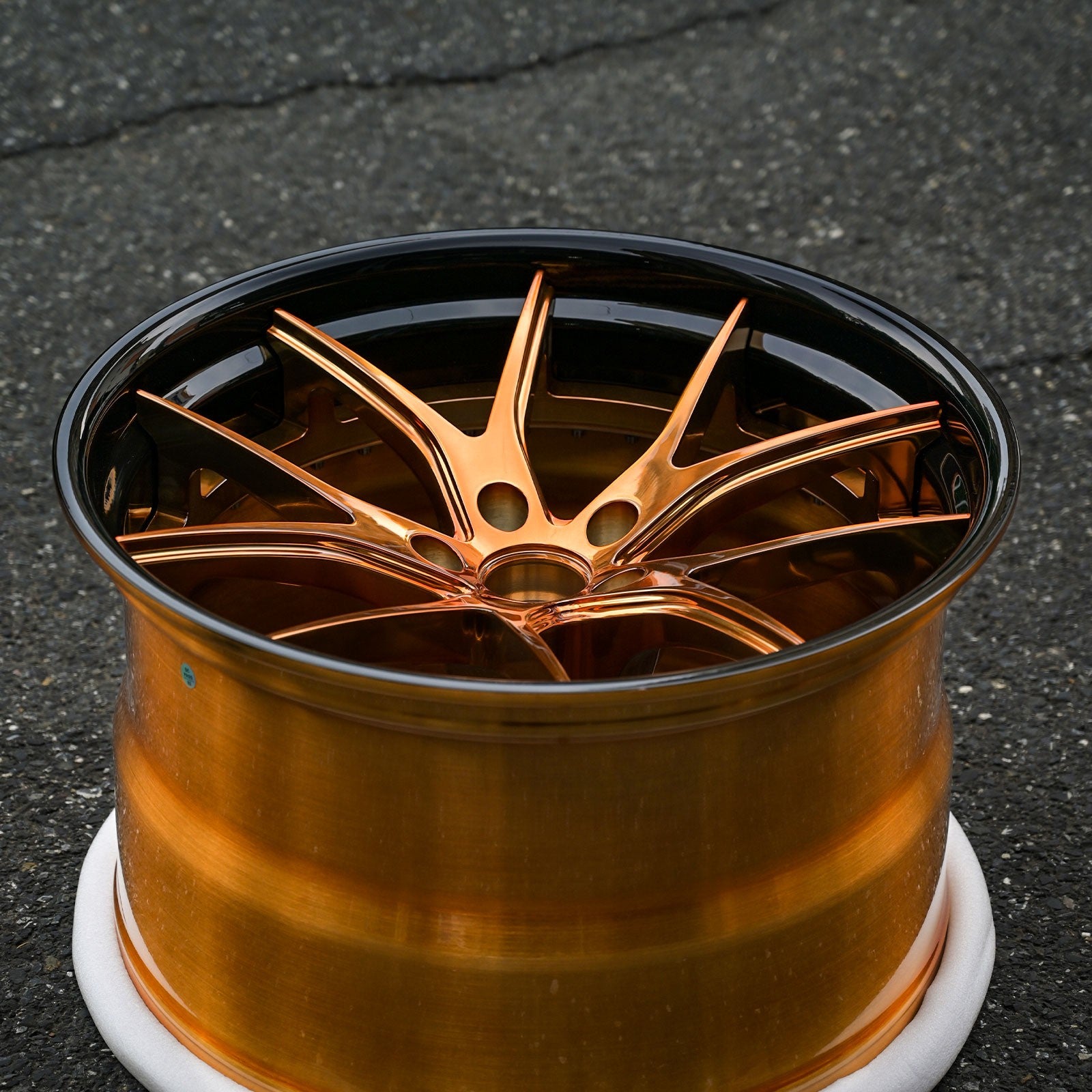 Custom forged C8 Corvette Z06 wheels in bronze finish, showcasing a sleek design and high-quality craftsmanship.
