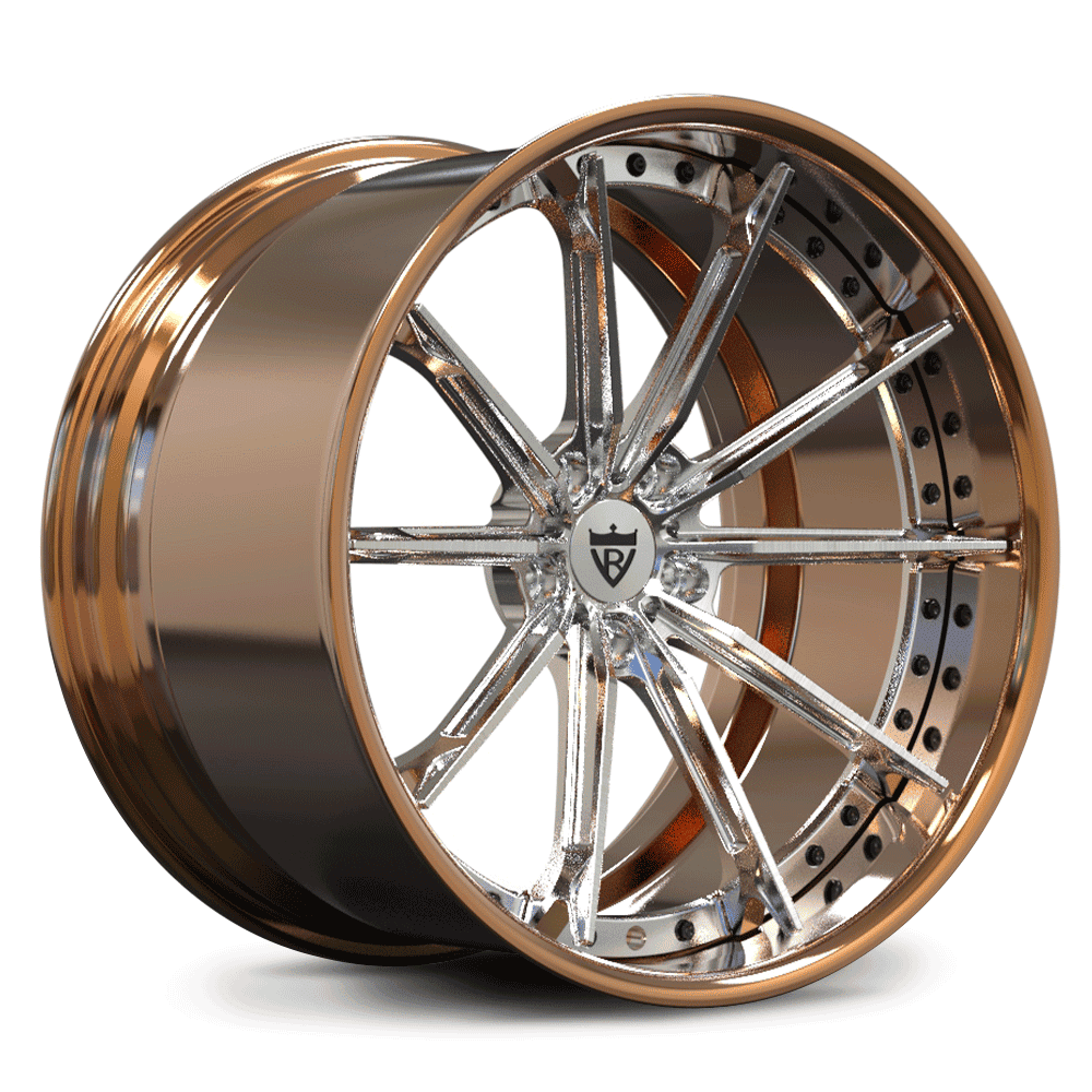 Side profile showing deep concave chrome wheels for Corvette C8