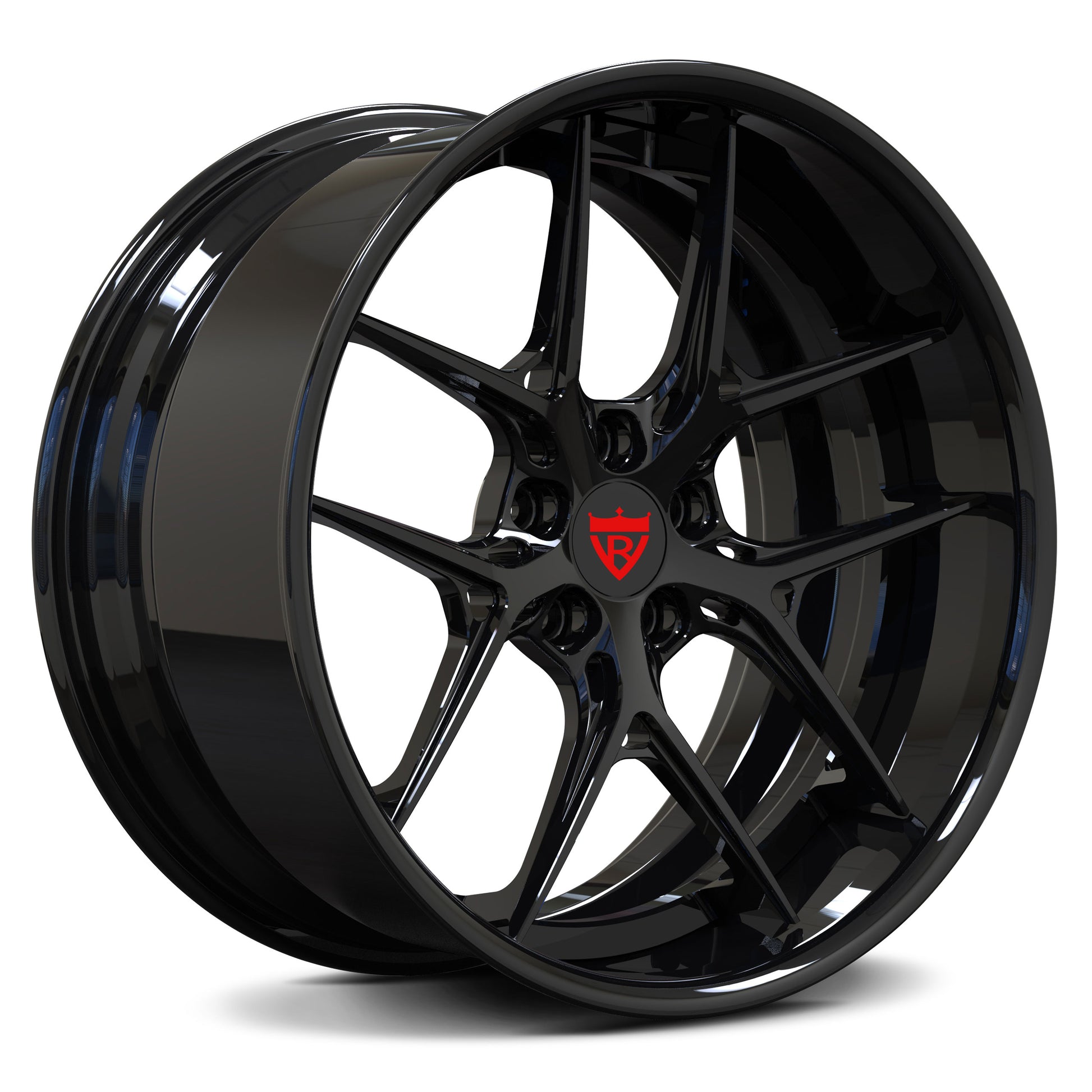 2016 Corvette C7 Z06 RV-DR08 All Gloss Black Deep Dish Custom Forged 2-Piece Wheels 19x10/20x12 - RVRN Wheels