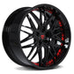 Red and black wheels with deep dish style for your Corvette C7 z06, C8 z51 or Z06-RVRN custom forged 2-piece wheels RV-T081