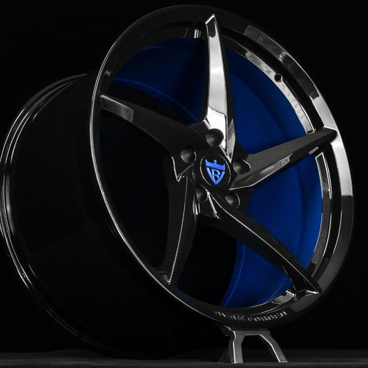 2024 Corvette C8 Z51 on RV-MC35 forged wheels, 20x9 front and 21x12 rear staggered setup, flush fitment concave 5 spoke design