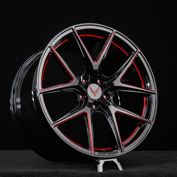 RV-MC61 Red and Black RVRN Wheels for Corvette C8 Stingray – Custom Forged Z51 Fitment