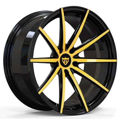 RV-MJ02 forged wheel design for Chevrolet Corvette C6 Z06 – black and yellow super concave edition