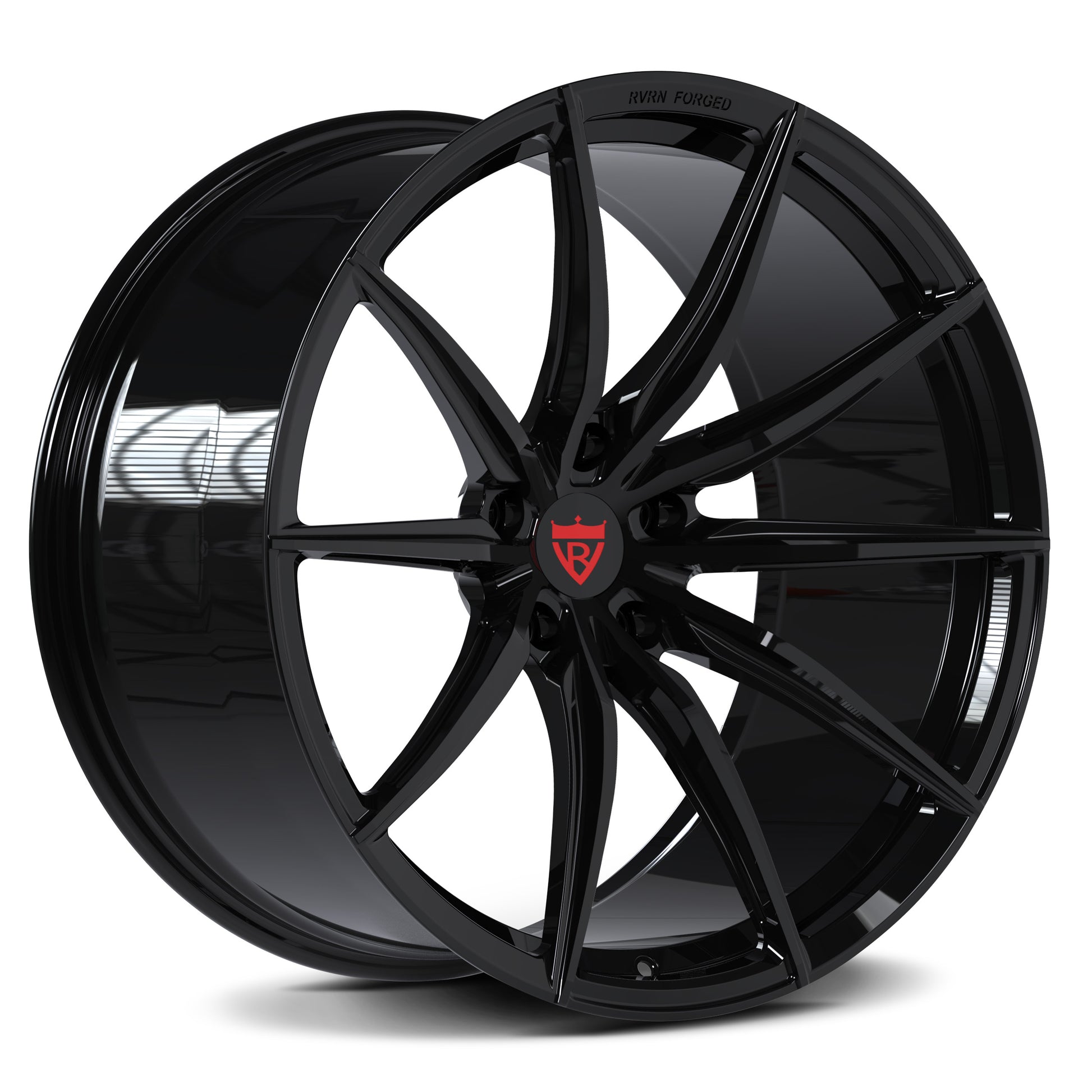 RV-MJ02 custom forged black super concave wheel rendering for Corvette C6 Z06
