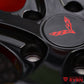 	Detailed shot of black and red forged RV-MR05 wheel design