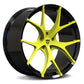 RV-MR05 Gloss Black Spokes with Accelerate Yellow Barrel – Premium Custom Wheels