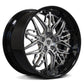 Shiny chrome & black aftermarket deep dish wheels installed on C7 Corvette grand sport 