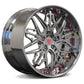 Shiny chrome aftermarket deep dish wheels installed on C7 Corvette grand sport 