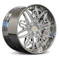 Shiny chrome aftermarket deep dish wheels installed on C7 Corvette grand sport 