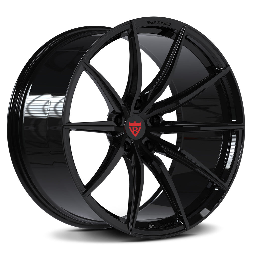 RV-MJ02 custom forged black super concave wheel rendering for Corvette C6 Z06