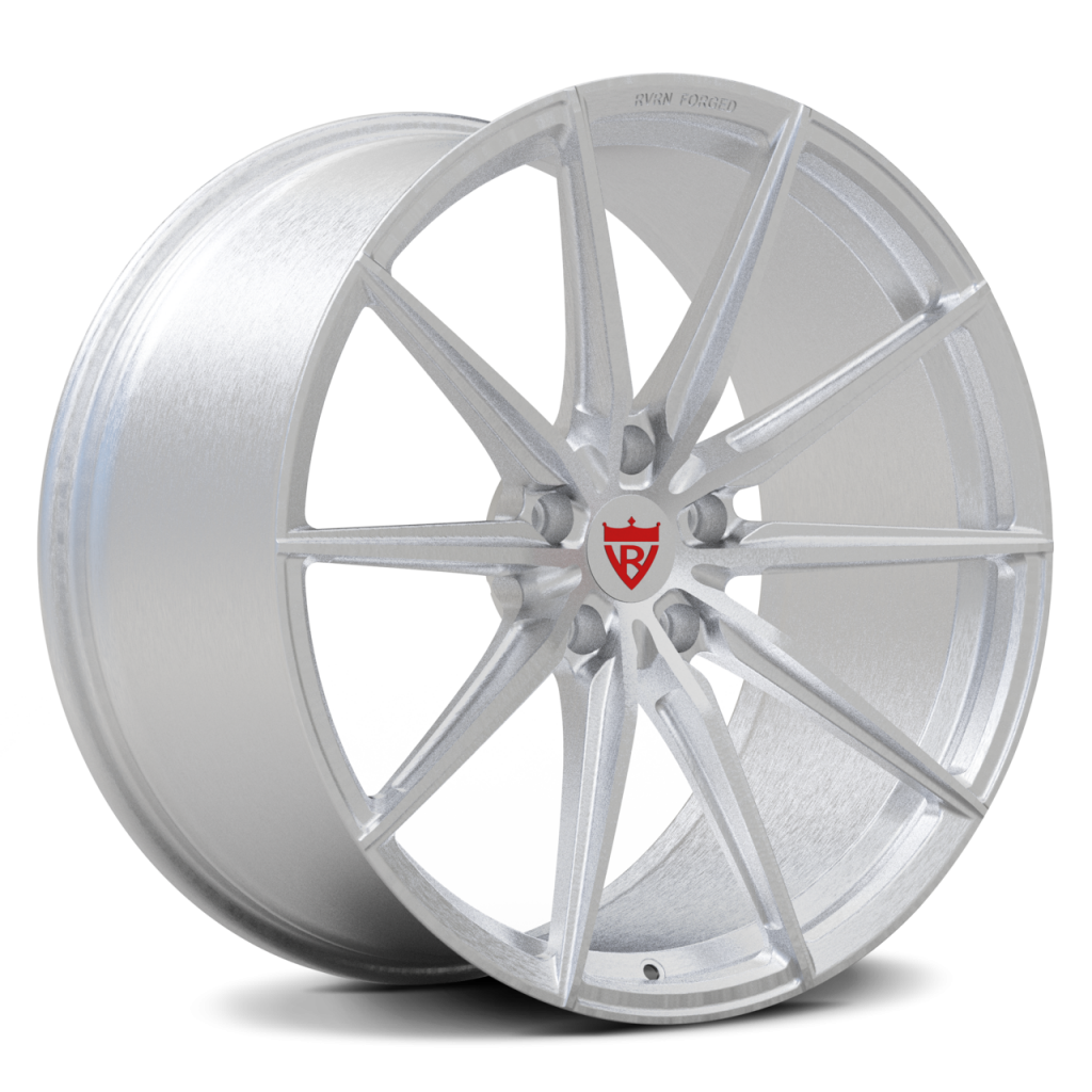 Side profile of RV-MJ02 forged concave wheel designed for C6 Corvette Z06 aftermarket upgrade- premium brushed aluminum