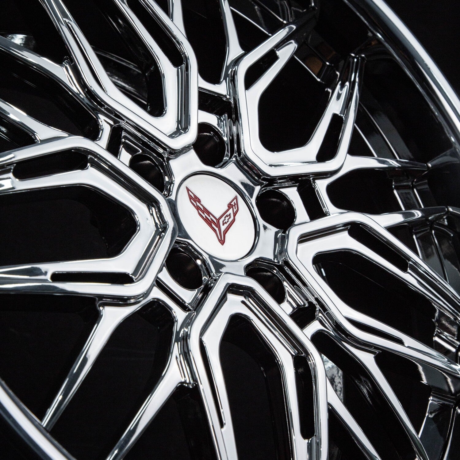 2022 Corvette C8 Chrome Wheels with Deep Dish style, OEM Specs, best custom forged rims for Corvette wheel upgrade