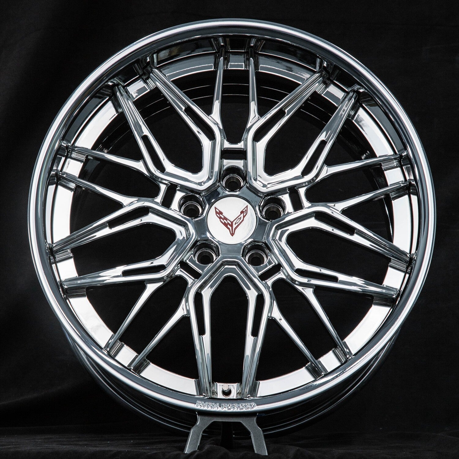 2022 Corvette C8 Chrome Wheels with Deep Dish style, OEM Specs, best custom forged rims for Corvette wheel upgrade
