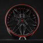 Corvette C7 Grand Sport deep dish wheel in black with red accents, custom forged design, perfect for performance vehicles.